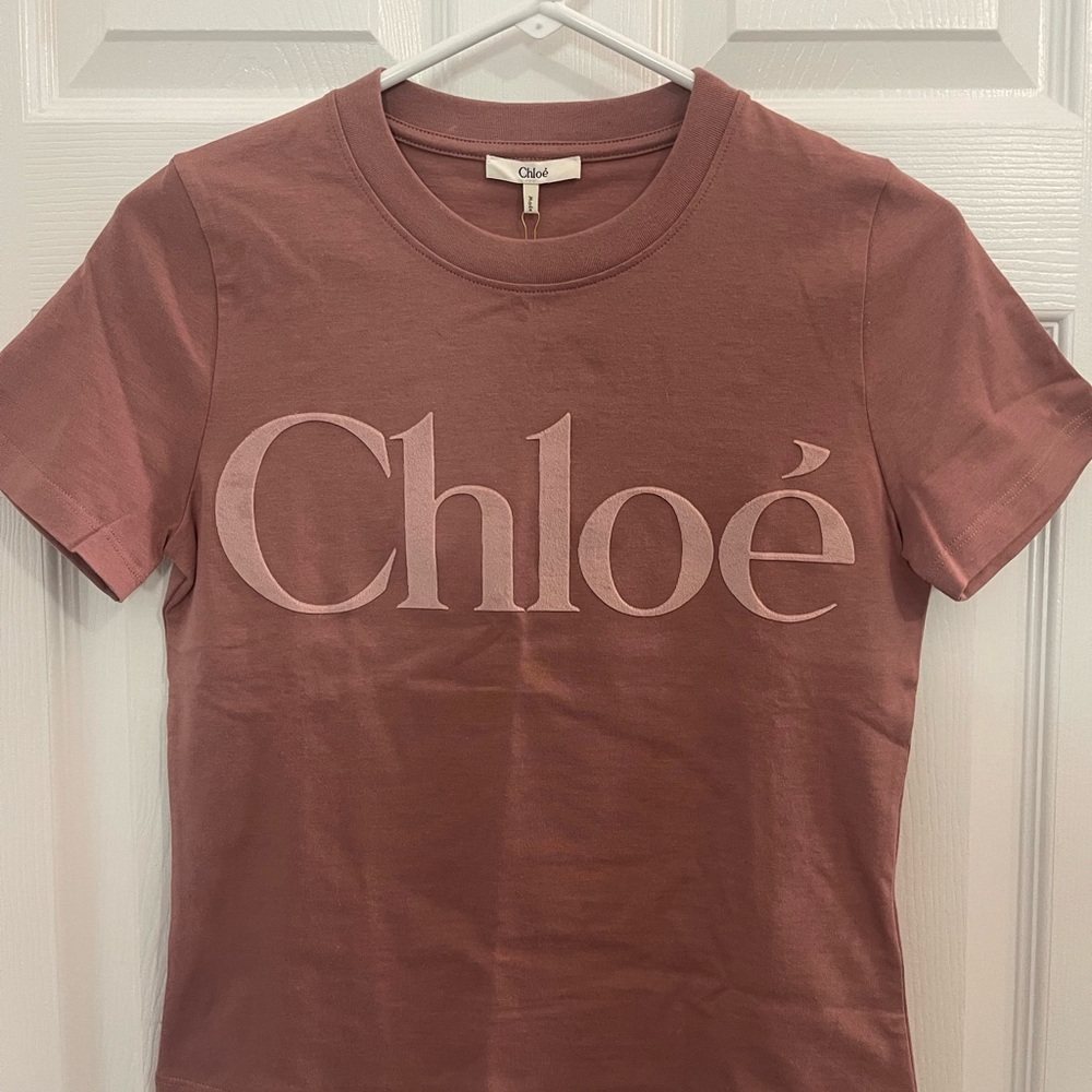 Chloé Dusty Rose Logo Short Sleeve Tee